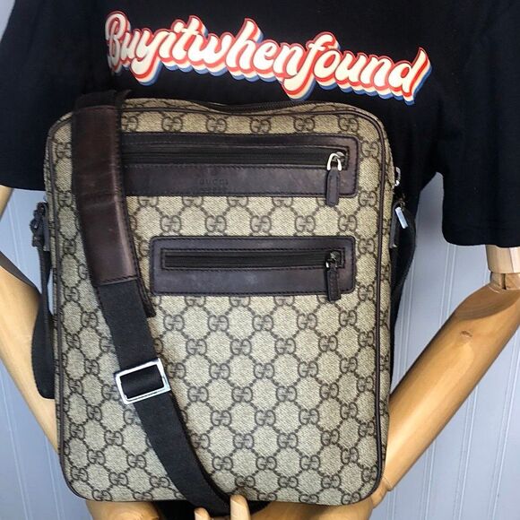 Gucci Handbags - GUCCI GG Supreme Coated Canvas and Leather Crossbody Messenger Bag VINTAGE